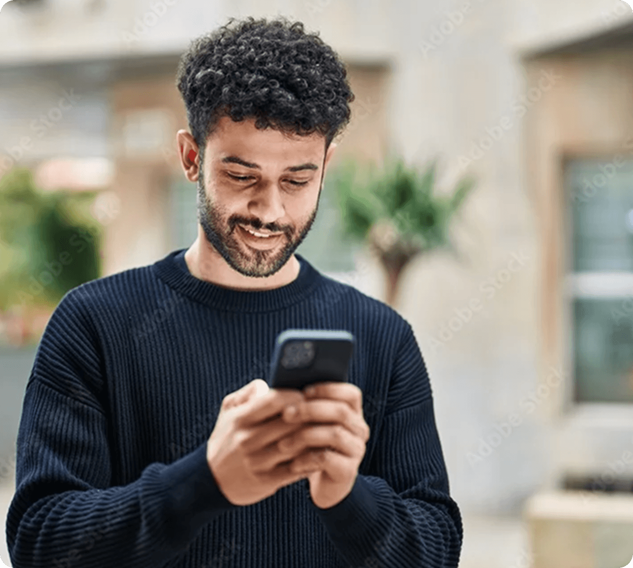 Person using mobile app